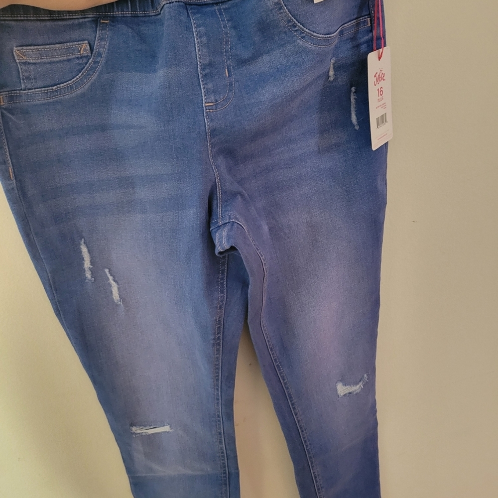 Justice Blue Distressed Skinny Jeans